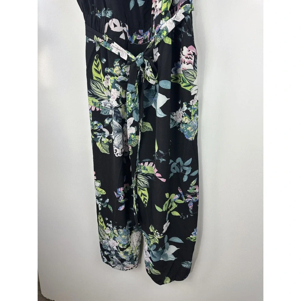 NWT City Chic Kalani Jumpsuit Tie Belt Black Blue Floral Pockets Plus Size M 18 - Picture 11 of 12